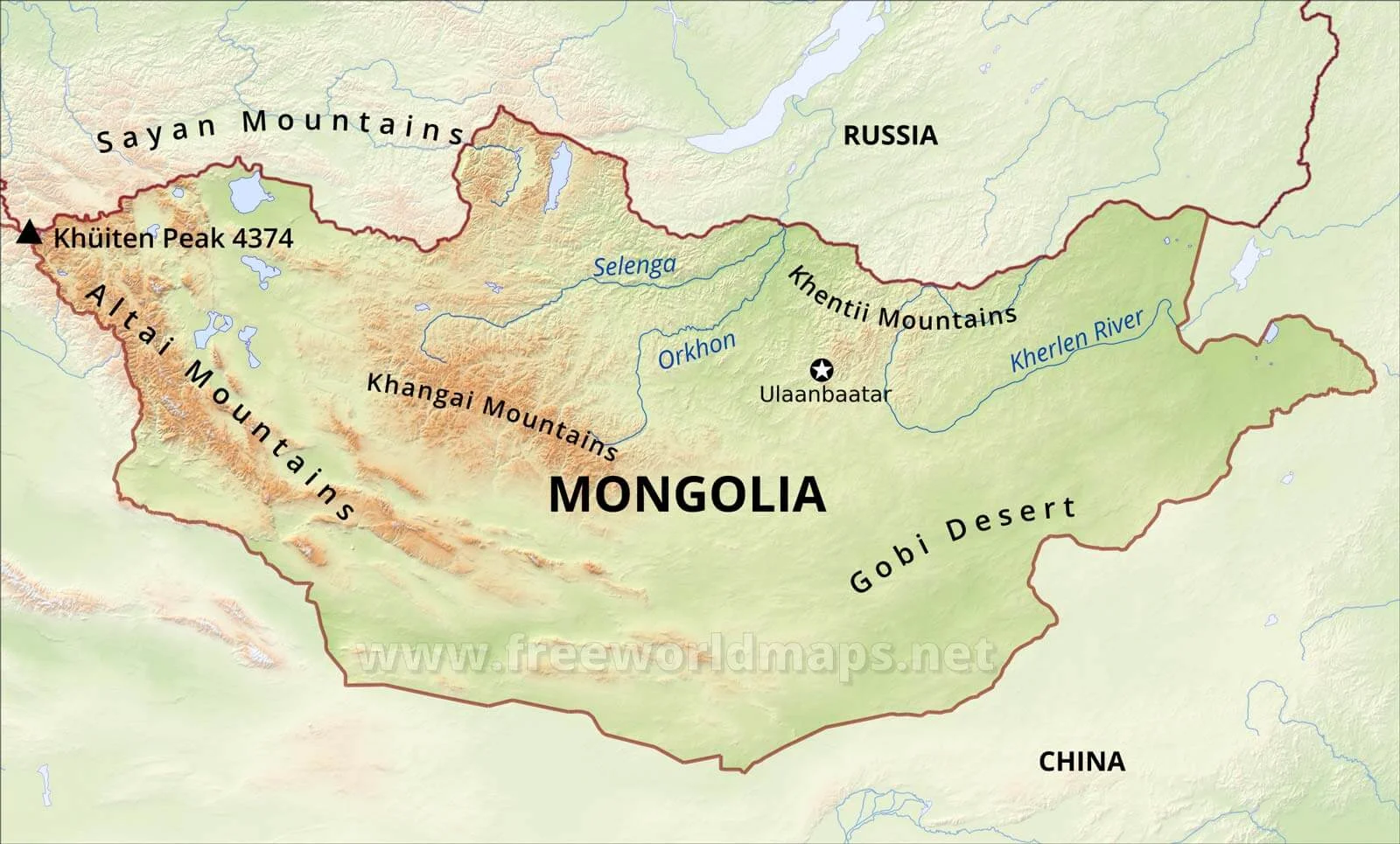Mapa del itinerario por Mongolia